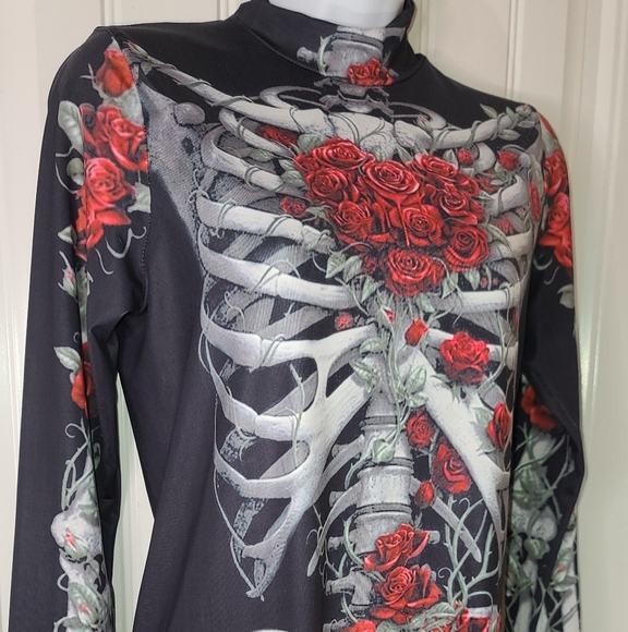 3D Skeleton Rose Cosplay Costume with added Skull Rose Vail Women M - Picture 4 of 8